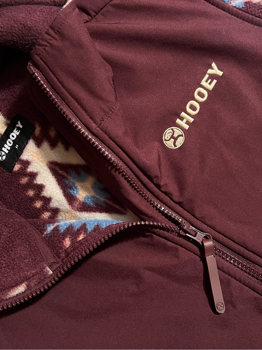 Hooey Maroon Aztec Fleece Jacket with Cream and Blue Accents - Picture 3 of 3